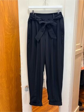 Athleta Black Paperbag Tie-Waist Trousers